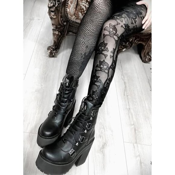 KILLSTAR Broom Rider vegan leather boots [B] size 9 - Picture 4 of 13